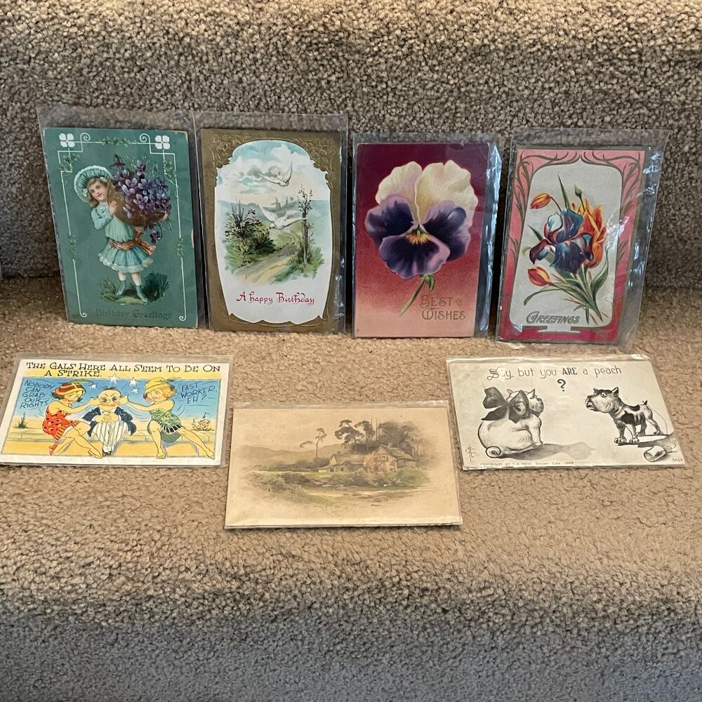 Vintage Postcards 1909 - 1937 F A Moss Cavally Dogs Germany Stamped